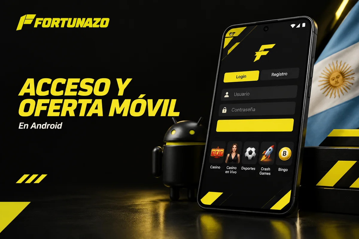 Acceso móvil y categorías disponibles en una pantalla